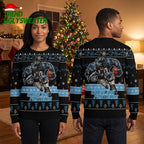 Carolina Panthers Rushing Panther Snowflake Pattern Ugly Christmas Sweater
