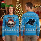 Carolina Panthers Santa Hat Skull Ugly Christmas Sweater