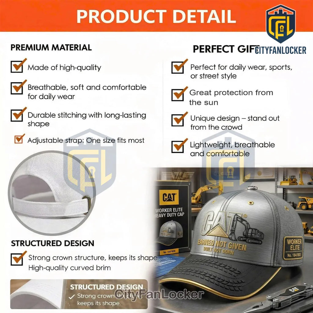 CAT Worker Elite Limited Edition Heavy Duty Premium Baseball Cap