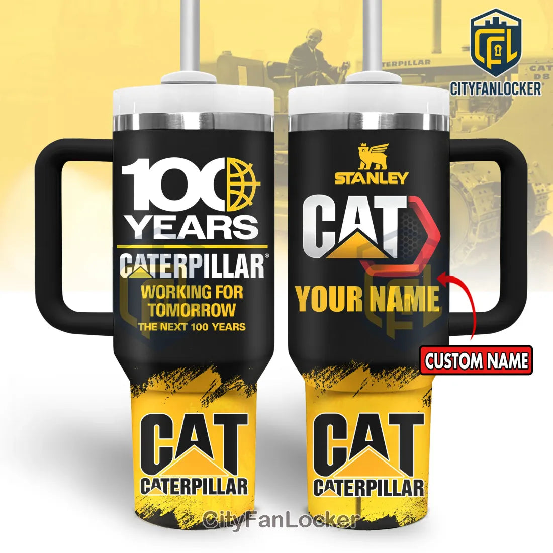 Caterpillar 100 Years Anniversary Personalized CAT Stanley Tumbler