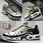 Caterpillar CAT Custom Name Luxury Gold Black White Design Sneakers