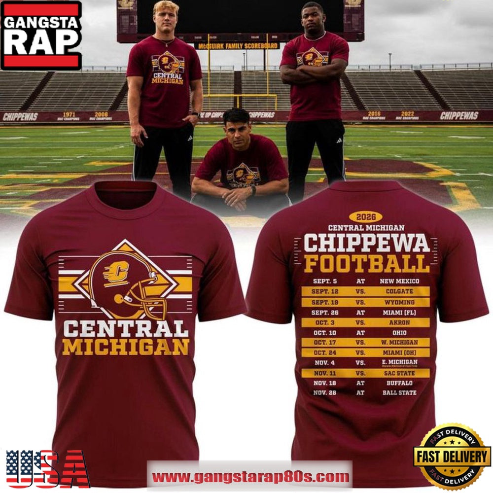 Central Michigan Chippewas 2026 Football Schedule T Shirt