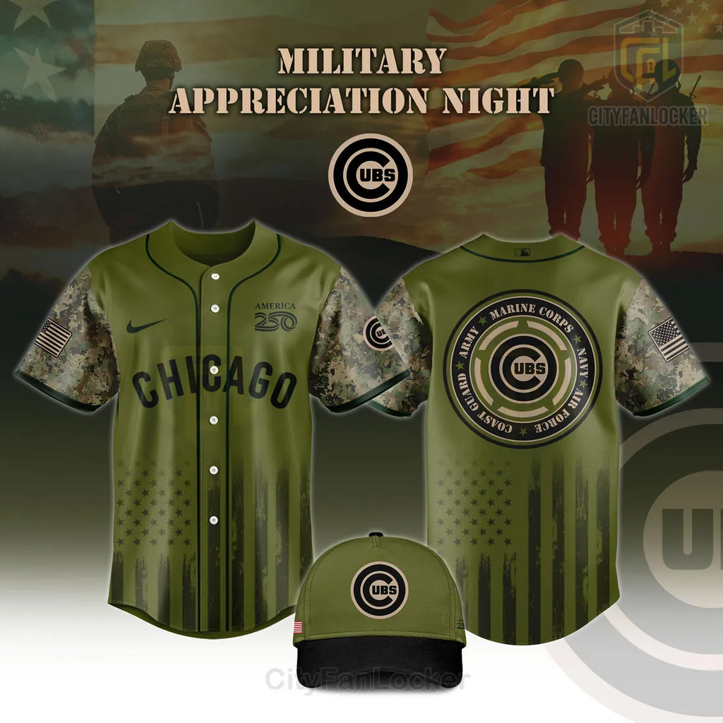 Chicago 2026 Military Appreciation America 250 Camo Baseball Jersey