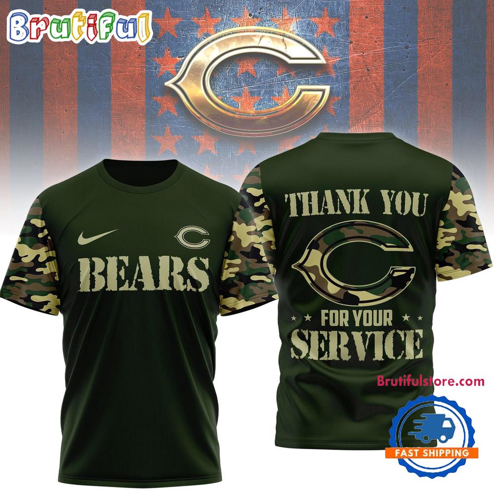 Chicago Bears 2026 NFL Camouflage Thank You For Service Limited 3D Shirt