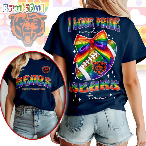 Chicago Bears 2026 NFL Pride Month Football Bow Unisex 3D Shirt