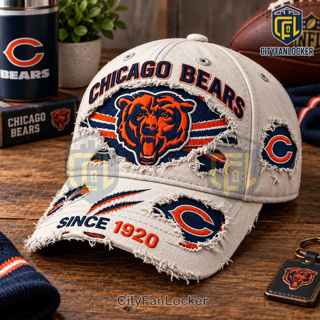 Chicago Bears Distressed Off-White Cap