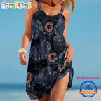 Chicago Bears Flower Pattern Women’s Summer Beach Sling Dress