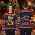 Chicago Bears Grinch Santa Hat Logo Ugly Christmas Sweater