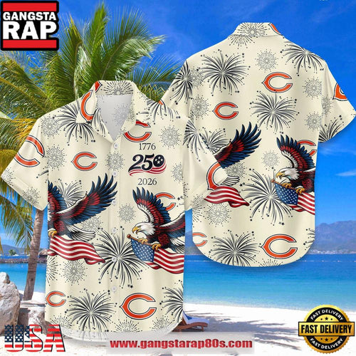 Chicago Bears USA Flag 250 Years of Freedom Anniversary 1776-2026 Summer Hawaiian Shirt