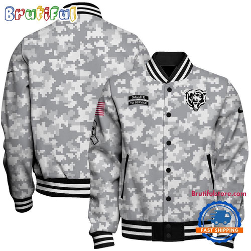 Chicago Bears National Football League Arctic Camo Salute To Service Veterans Varsity Jacket
