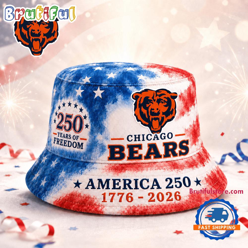 Chicago Bears NFL Ameica 250 Years Of Freedom Bucket Hat