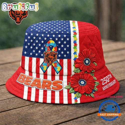 Chicago Bears NFL Autism America 250th Anniversary Bucket Hat