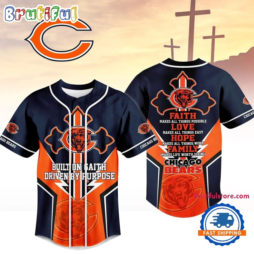 Chicago Bears NFL Blessed Beyond The Score Baseball Jersey