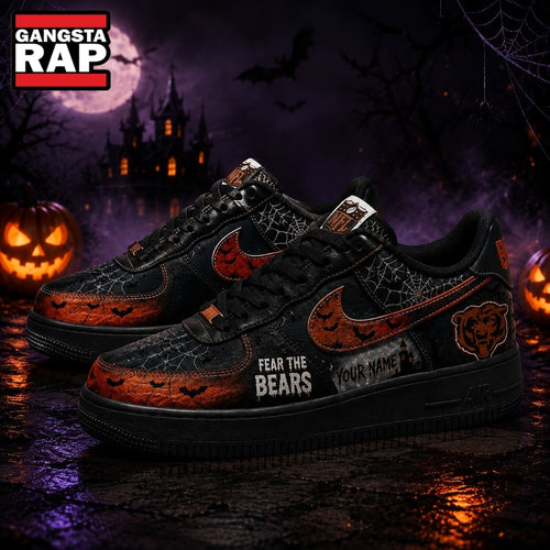 Chicago Bears NFL Fear The Team Halloween Air Force 1 Shoes Sneakers