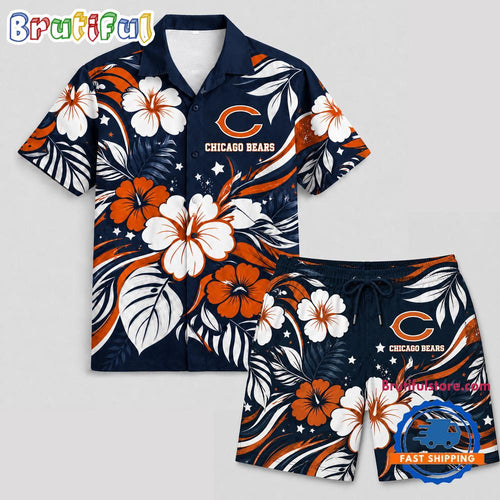 Chicago Bears NFL Floral Summer Hawaiian Set