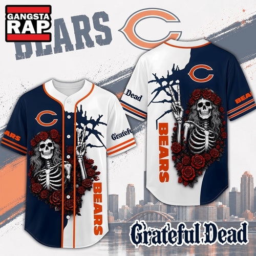 Chicago Bears NFL Game Day Grateful Dead Baseball Jersey Shirt