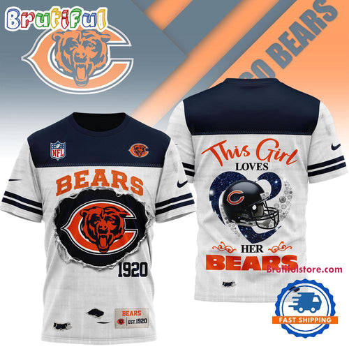 Chicago Bears NFL Girl Heart & Helmet 3D Shirt