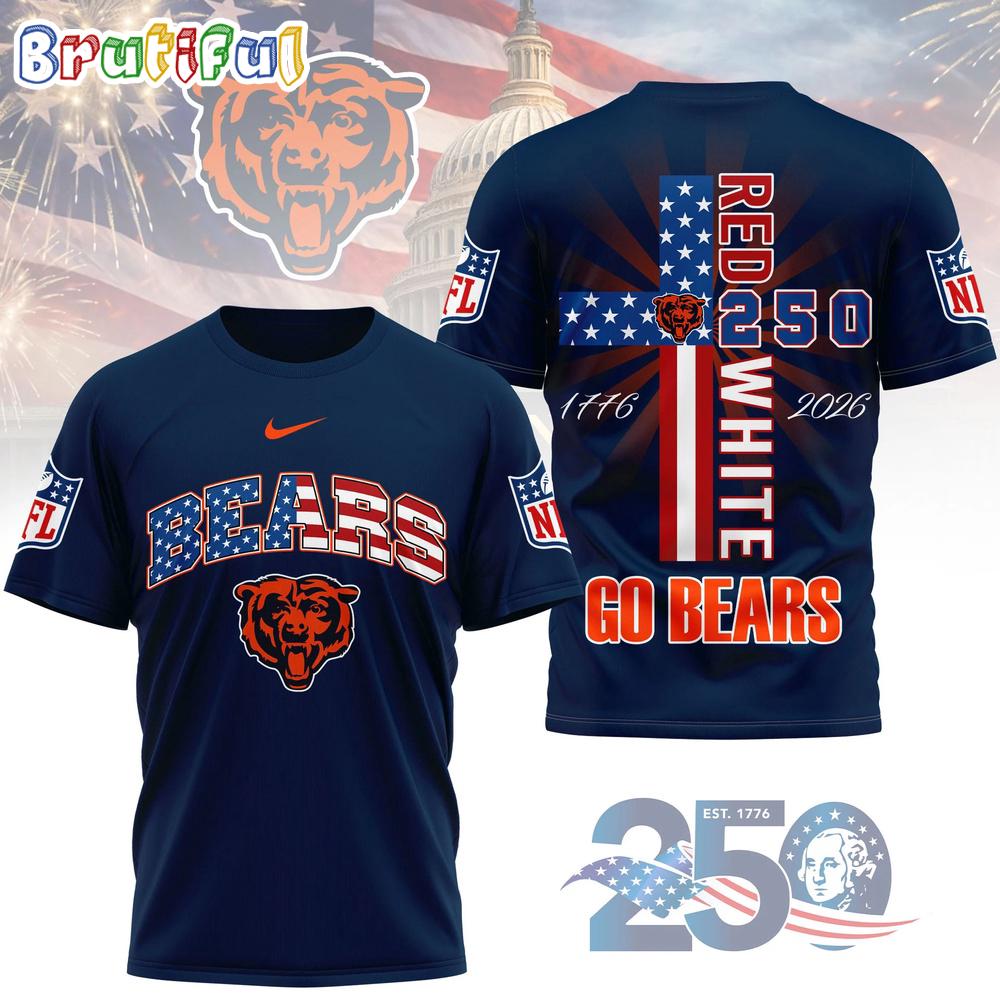 Chicago Bears NFL God America 250 Years Limited Edition 3D Shirt