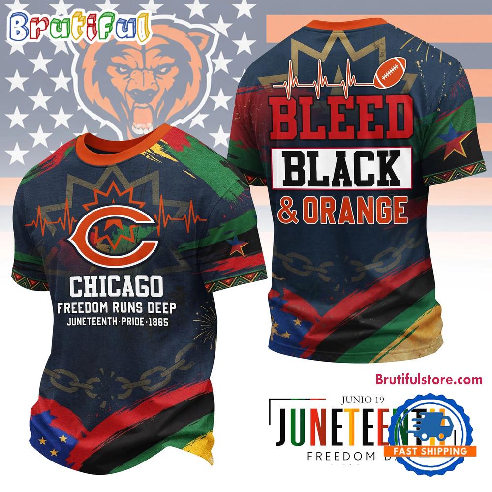 Chicago Bears NFL Juneteenth Freedom Runs Deep New Design 3D Shirt