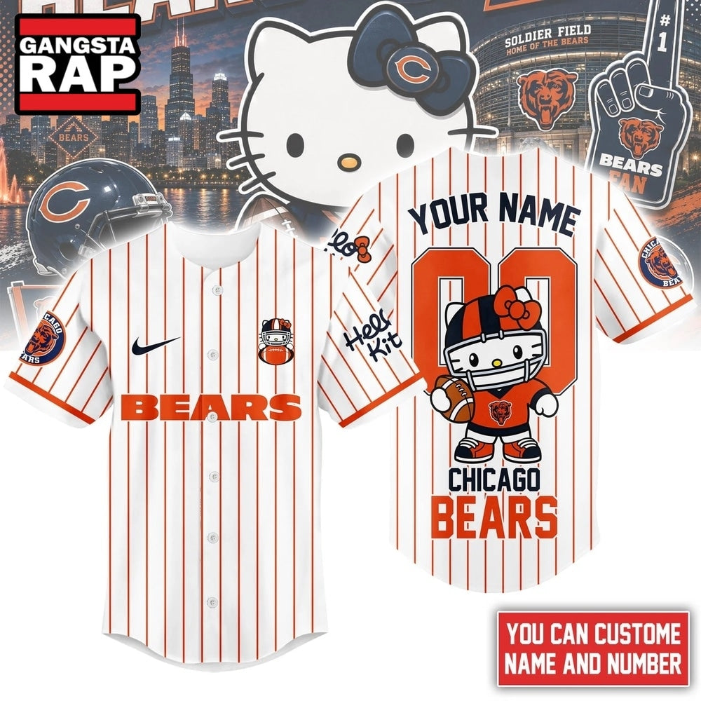 Chicago Bears NFL Kitty Game Day Custom Baseball Jersey Shirt