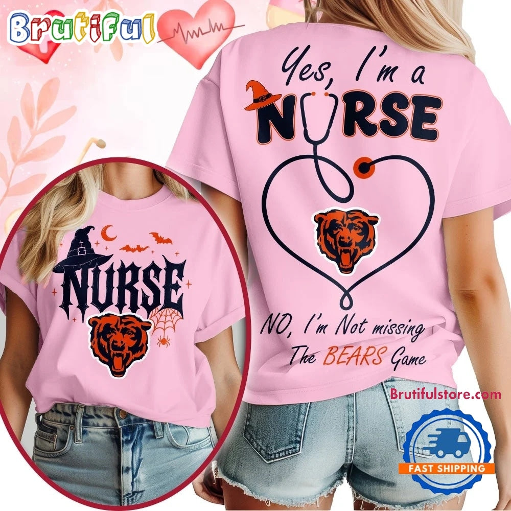 Chicago Bears NFL Night Shift Never Misses Game Day Halloween Nurse Unisex 3D Shirt