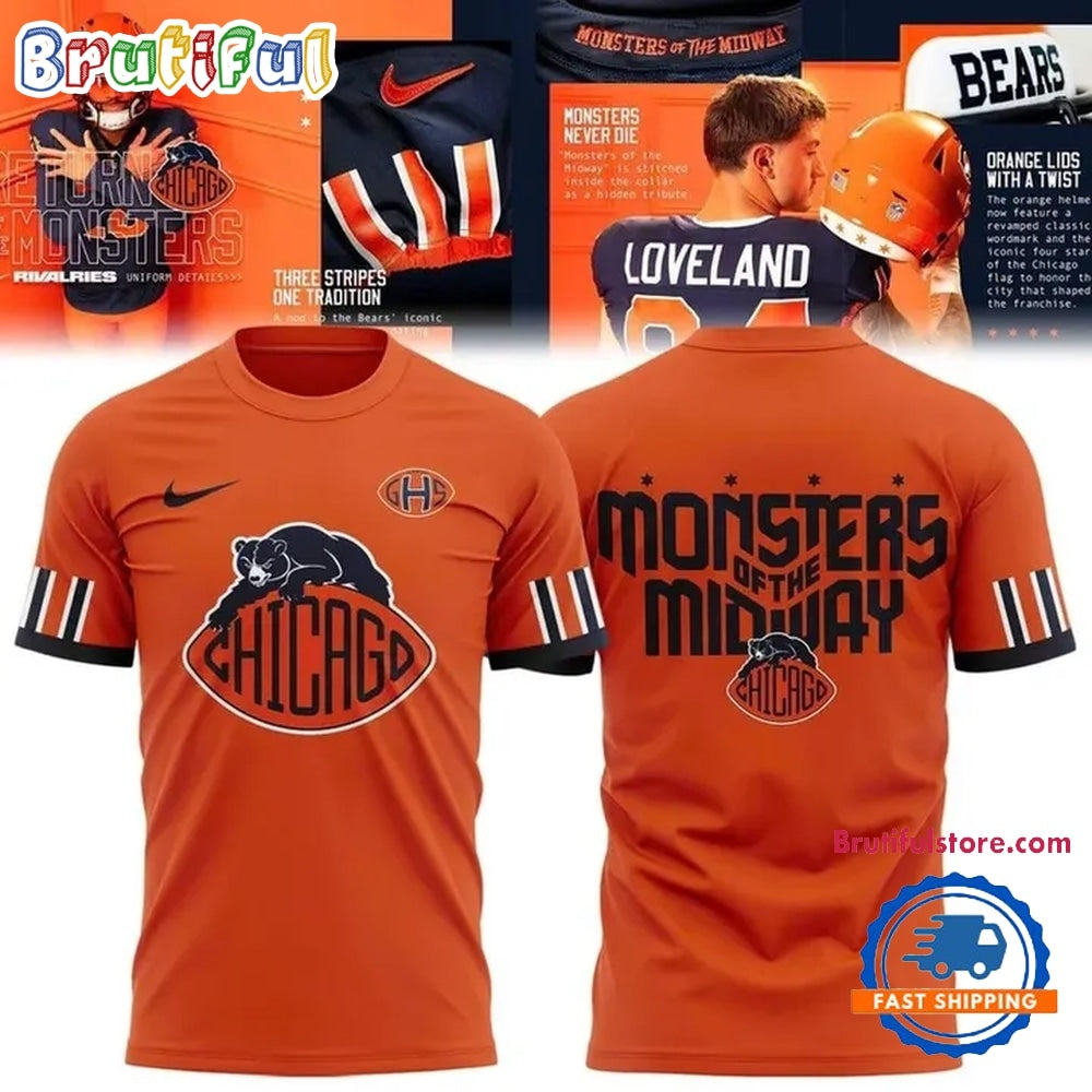 Chicago Bears NFL Return Of The Monsters 2026 Orange Hoodie T-Shirt