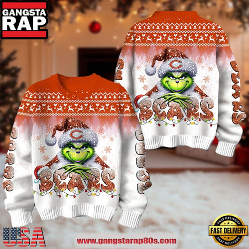 Chicago Bears NFL x The Grinch 2025 Edition Ugly Christmas Sweater