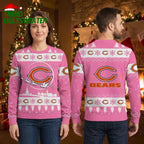 Chicago Bears Pink Snowflake Logo Ugly Christmas Sweater