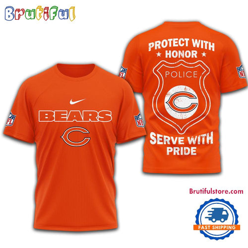 Chicago Bears Protech With Honor Police Serve With Pride 3D Shirt