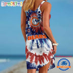 Chicago Bears Tie Dye Independence Day Women’s Summer Beach Sling Dress