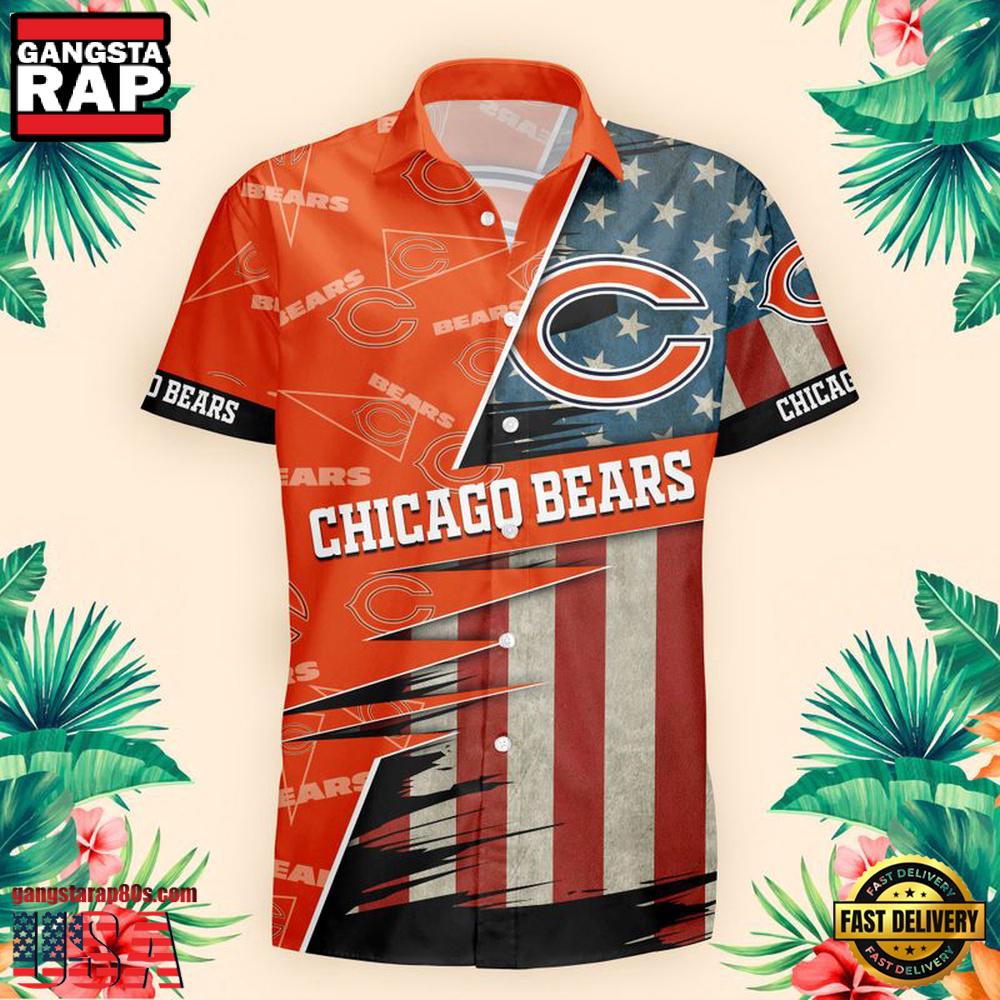 NFL Chicago Bears US Flag Pattern Hawaiian Shirt