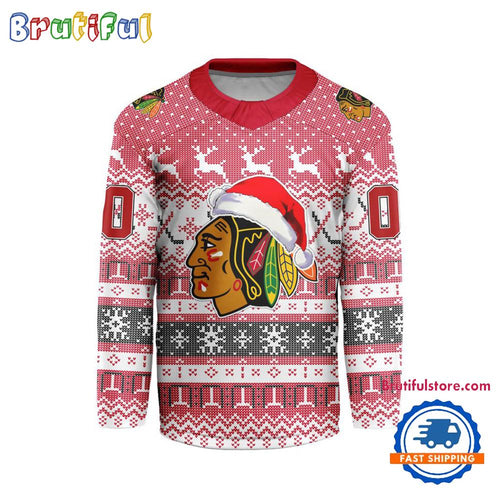 Chicago Blackhawks 2025 NHL Christmas Personalized Hockey Jersey Design