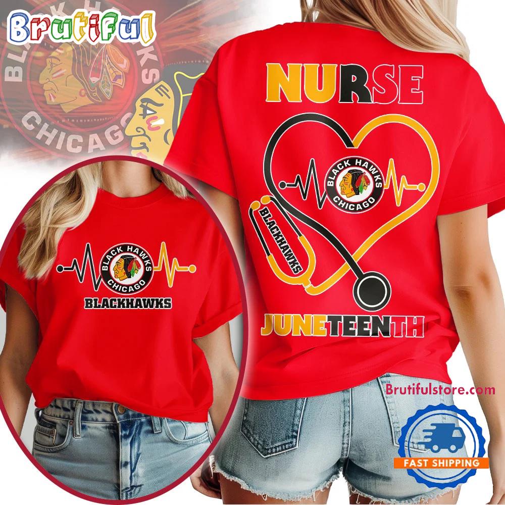 Chicago Blackhawks NHL Nurse Appreciation Juneteenth Unisex 3D Shirt