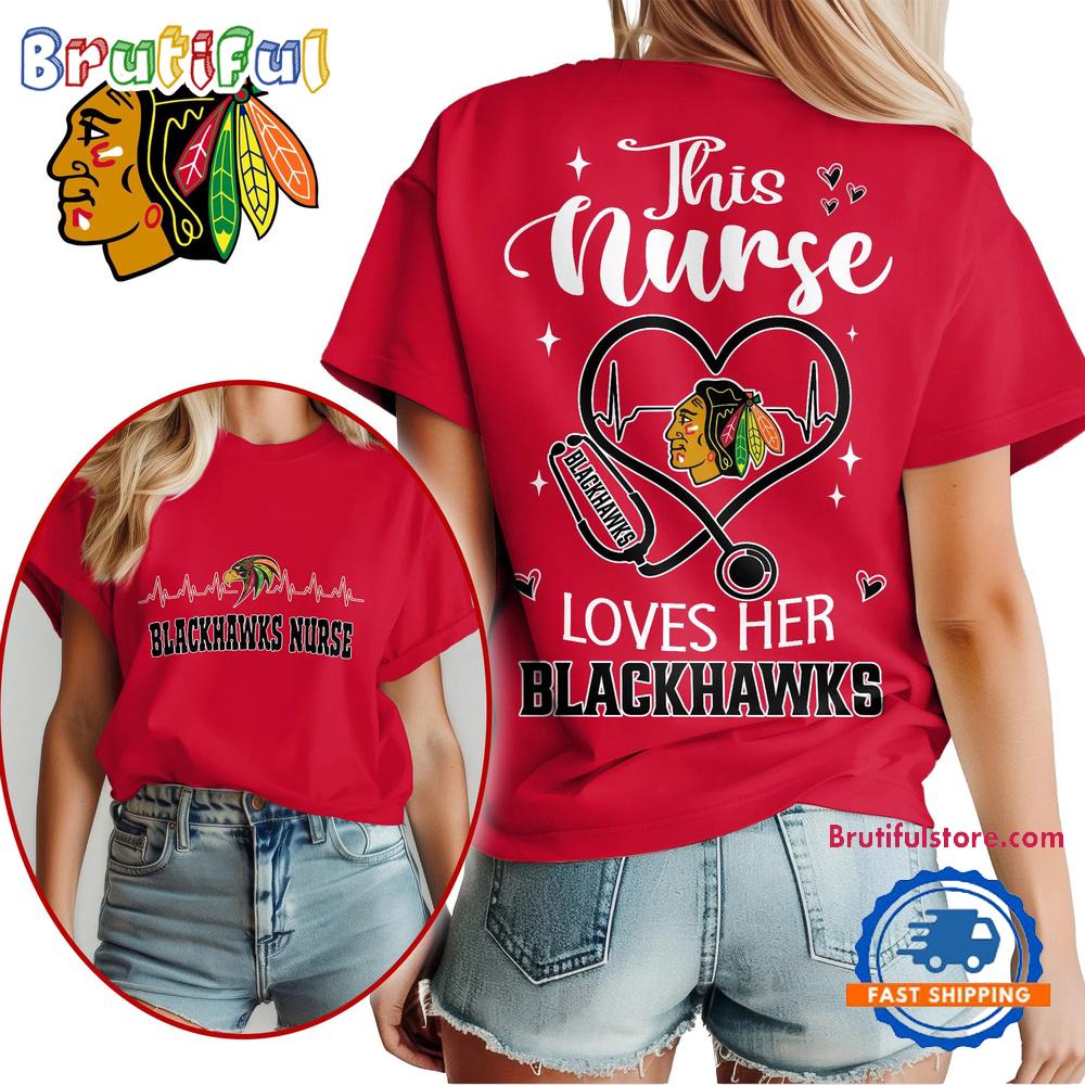 Chicago Blackhawks NHL Nurse Appreciation Month Unisex All Over Print T Shirt
