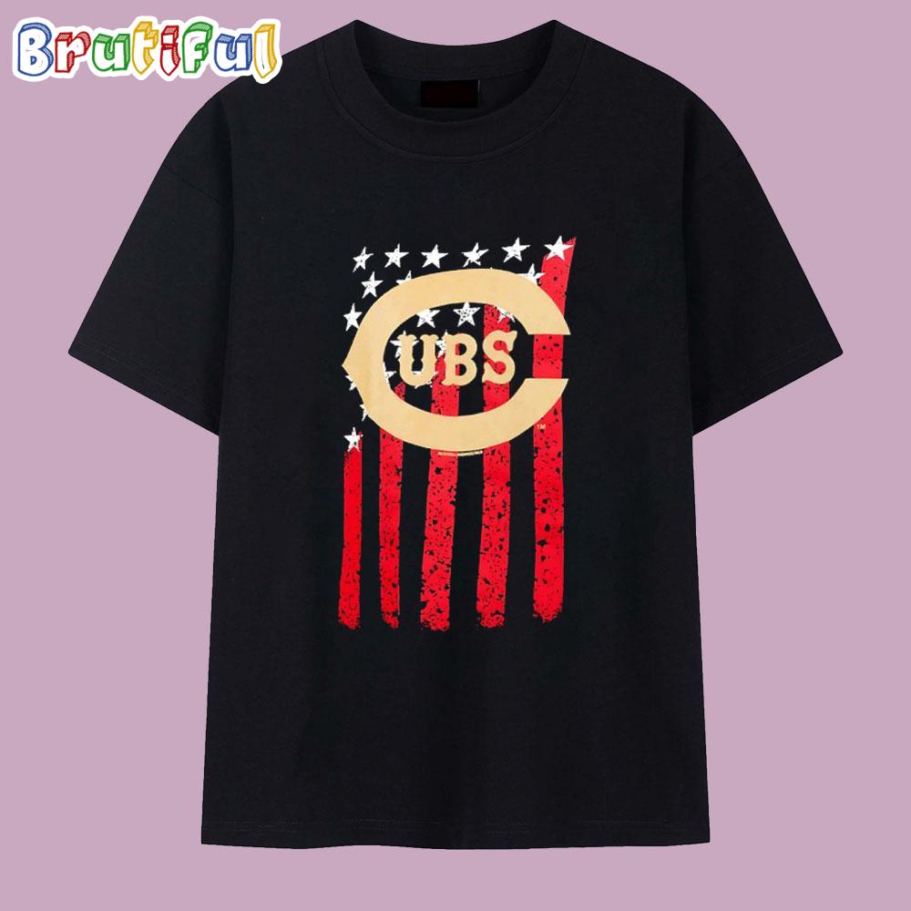 Chicago Cubs Baseball USA flag T Shirt