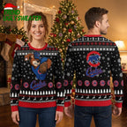 Chicago Cubs Bear Mascot Throwing Snowballs Ugly Christmas Sweater