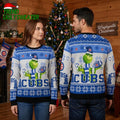 Chicago Cubs Grinch Holding Baseball Helmet Ugly Christmas Sweater