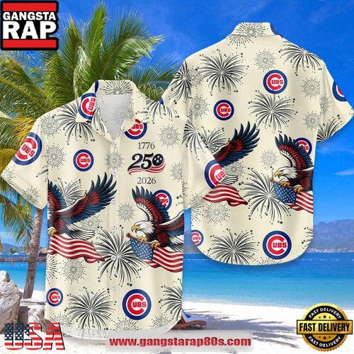 Chicago Cubs USA Flag 250 Years of Freedom Anniversary 1776-2026 Summer Hawaiian Shirt