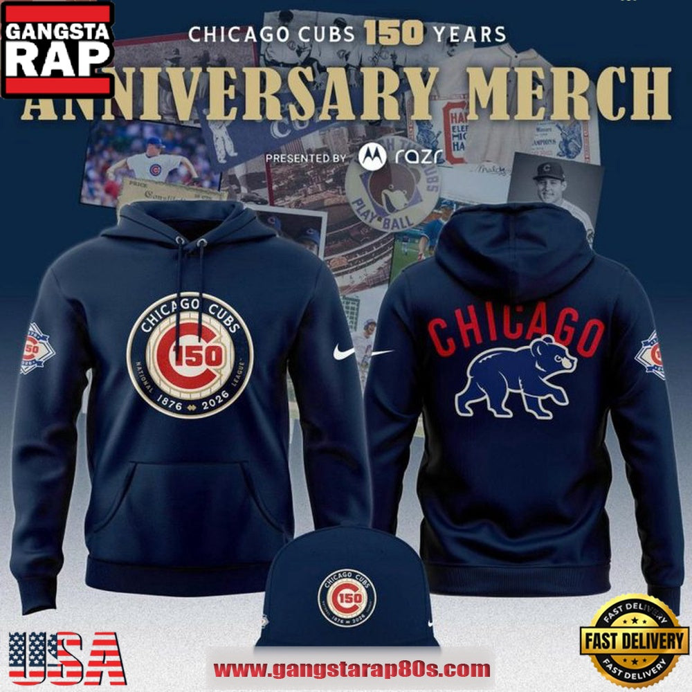 Chicago Cubs Inspired Celebrating 150th Anniversary Hoodie