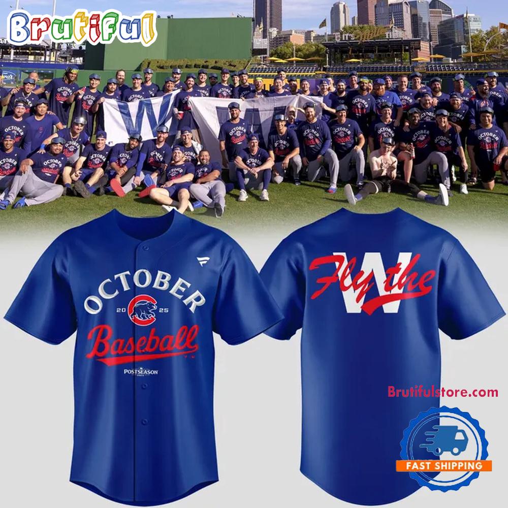 Chicago Cubs October Postseason Fly the W Special Baseball Jersey