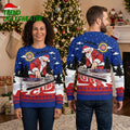 Chicago Cubs Santa DJ Turntable Ugly Christmas Sweater