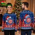 Chicago Cubs Santa Hat Logo Custom Name Ho Ho Ho Ugly Christmas Sweater