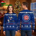 Chicago Cubs Snoopy And Woodstock Christmas Lights Ugly Christmas Sweater