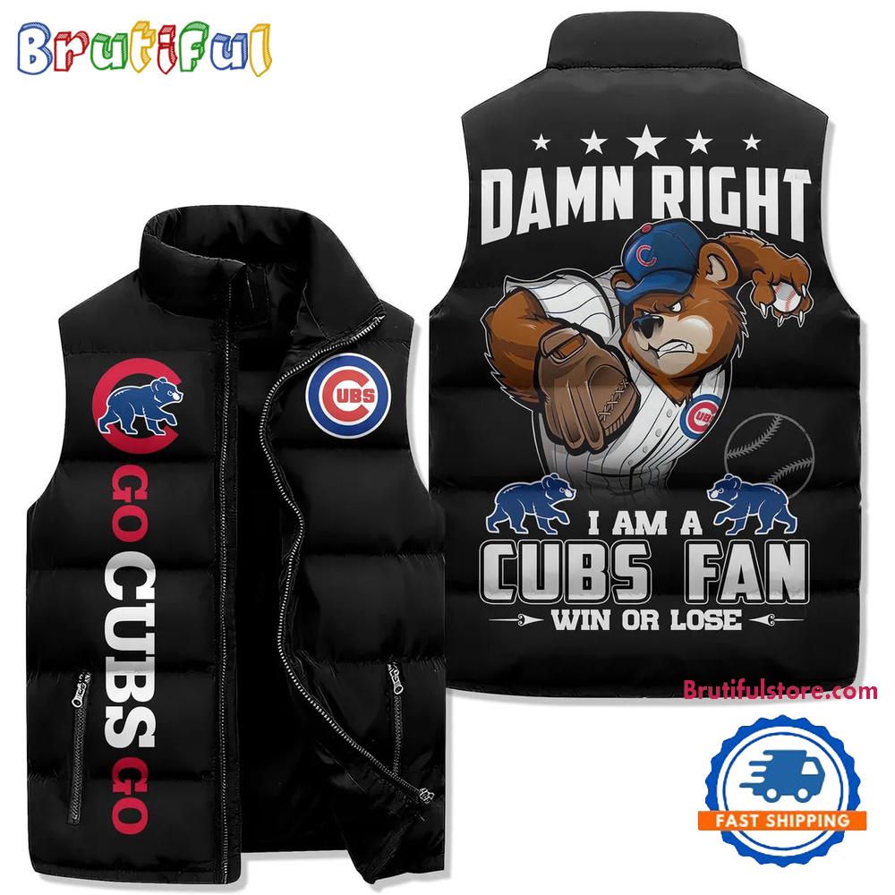 Chicago Cubs Sporty Mascot Design Sleeveless Puffer Jacket
