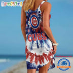 Chicago Cubs Tie Dye Independence Day Women’s Summer Beach Sling Dress