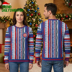 Chicago Cubs Tribal Pattern Logo Ugly Christmas Sweater