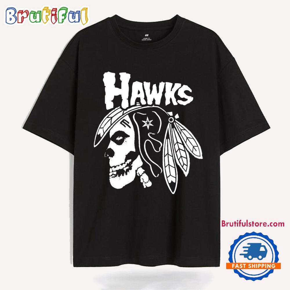Chicago Punk Hawks Skull T Shirt