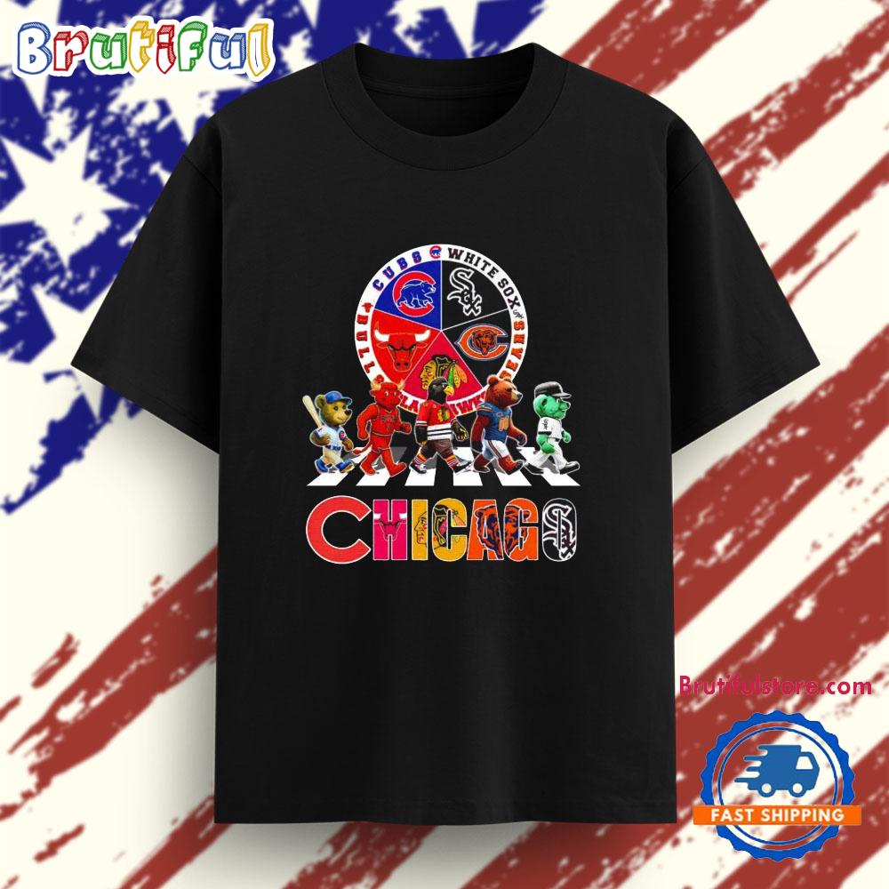 Chicago Sports Team Mascots Walking Abbey Road T Shirt