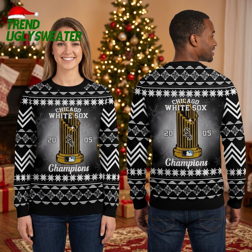 Chicago White Sox 2005 Champions Trophy Ugly Christmas Sweater