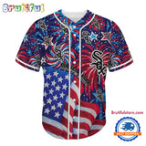 Chicago White Sox USA Flag Independence Day Baseball Jersey, Sport Team 4th of July Jersey